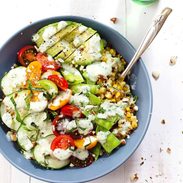A picture of Rainbow Veggie Bowls with Jalapeño Ranch