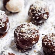 Chocolate Coconut Truffles on a baking sheet.