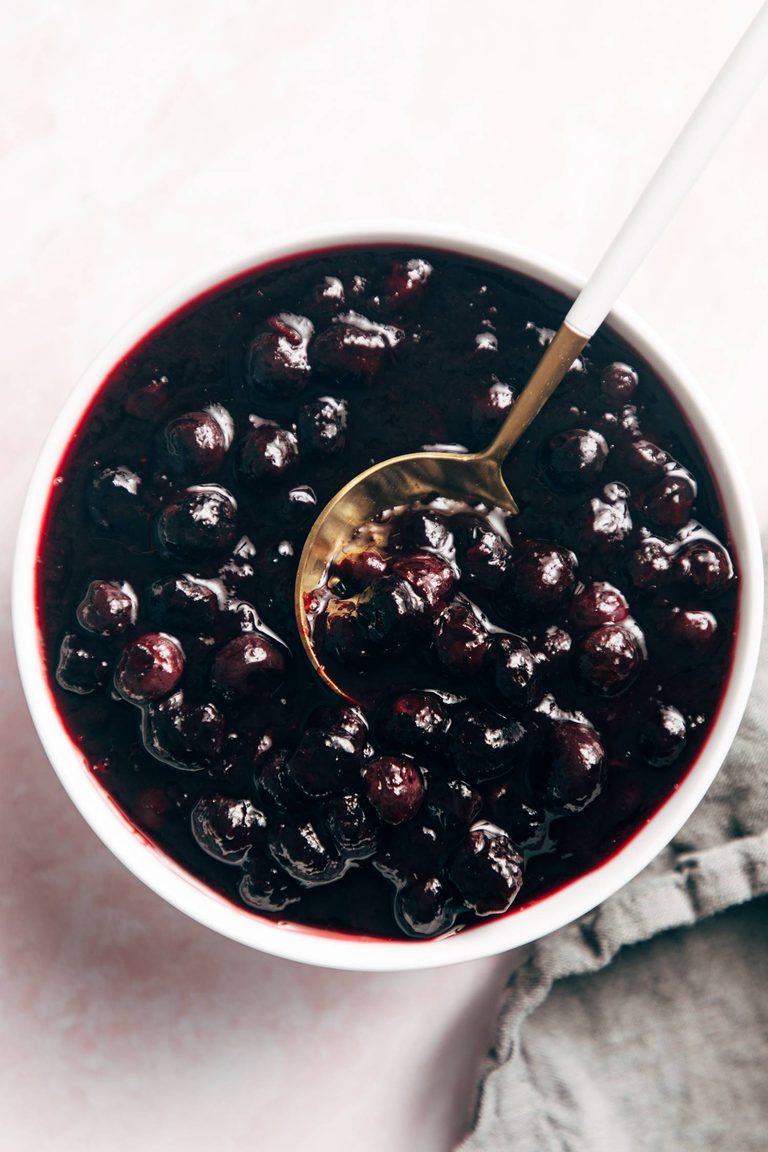 Blueberry sauce in a bowl.