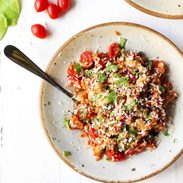 A picture of Asiago White Beans with Farro, Kale, and Tomatoes